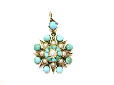 Seed Pearl Turquoise Starburst Pendant