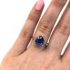 Modern 3.23ct Tanzanite and Diamond Ring in 10kt White Gold
