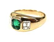 Vintage 1.12ct Emerald and Diamond 18kt Ring
