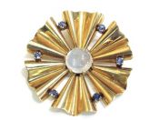 Vintage Moonstone and Sapphire Brooch