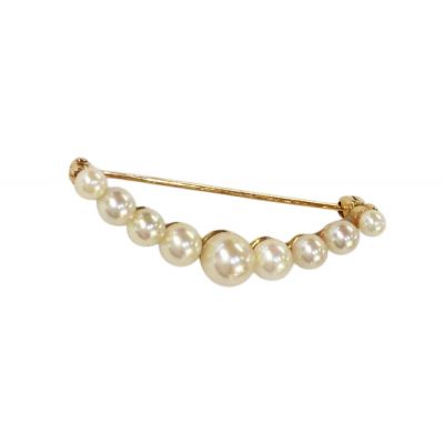 10kt Gold Pearl Crescent Brooch