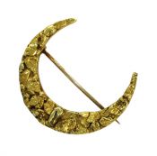 14kt Gold Nugget Top Crescent Brooch