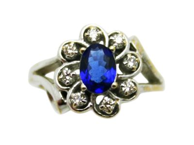 Vintage Tanzanite and Diamond Ring