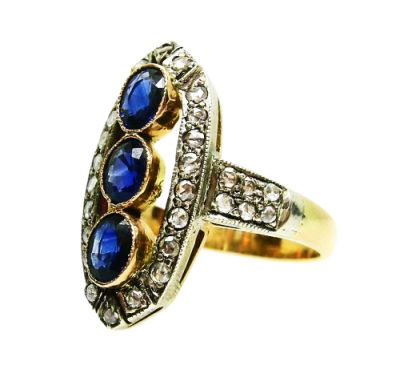 Vintage Style Sapphire and Diamond Ring