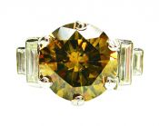 Vintage 3.03ct Brown Diamond and Diamond Platinum Ring