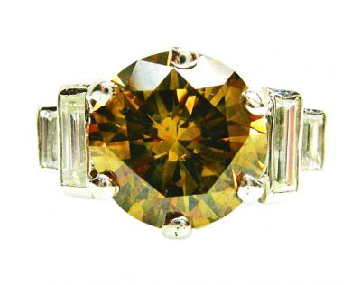 Vintage 3.03ct Brown Diamond and Diamond Platinum Ring