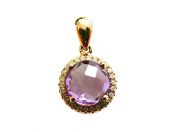 Modern Amethyst and Diamond Pendant 
