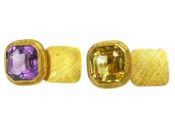 Vintage Amethyst and Citrine Cufflinks