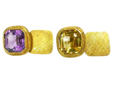 Vintage Amethyst and Citrine Cufflinks