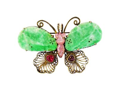 Antique Chinese Filigree Butterfly Brooch