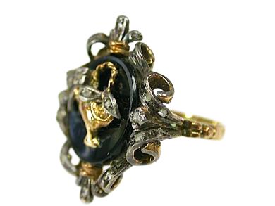 Antique Onyx and Diamond Ring