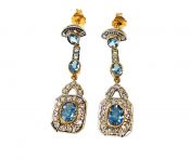 Vintage Style Aquamarine and Diamond Earrings