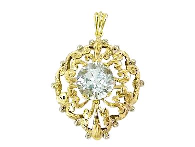 Vintage 10.06ct Aquamarine 18kt Openwork Pendant
