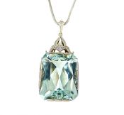 Aquamarine and Diamond Pendant 