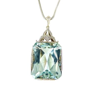 Aquamarine and Diamond Pendant 