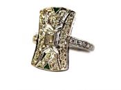 Art Deco Inspired Diamond and Emerald Ring