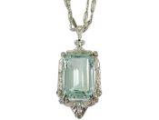 Art Deco Aquamarine and Diamond Pendant