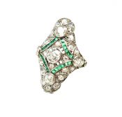 Art Deco Diamond and Emerald Ring