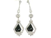 Art Deco Diamond and Black Onyx Drop Earrings