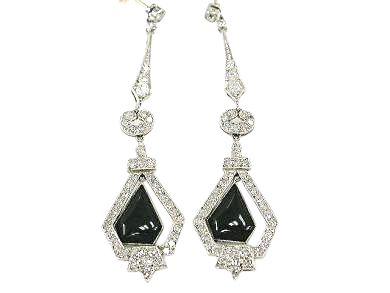 Art Deco Diamond and Black Onyx Drop Earrings
