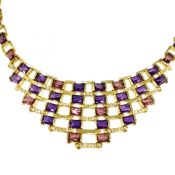 Art Deco Inspired Multi Gemstone Necklace