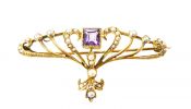 Art Nouveau Amethyst and Pearl Brooch