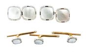 Birks Platinum Gold Mother of Pearl Cufflinks