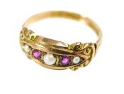 Vintage Ruby and Seed Pearl Ring