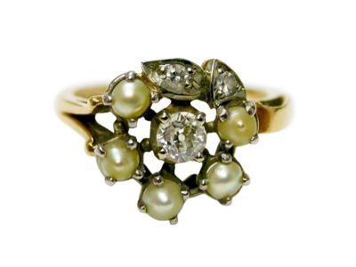 Birks Pearl and Diamond Ring