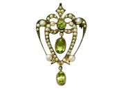 Victorian Peridot and Pearl Pendant and Brooch