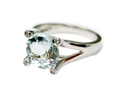 Modern Aquamarine and Diamond Ring