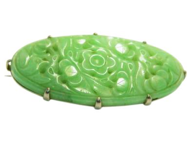 Carved Jade Brooch