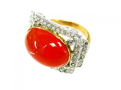 Chalcedony and Diamond Ring