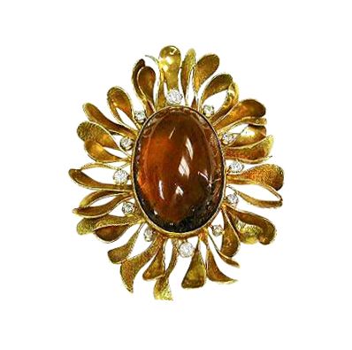 Modern 144.24ct Citrine Brooch or Pendant in 18kt Yellow Gold