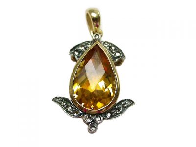 Vintage Citrine and Diamond Pendant 
