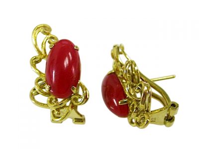 Vintage 11.10ct Coral 14kt Earrings