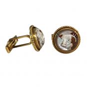 Vintage Essex Crystal Bovine 14kt Cufflinks