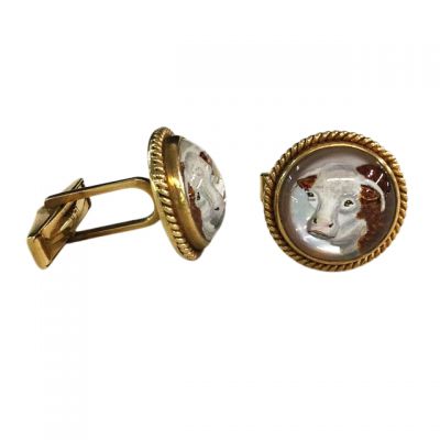 Vintage Essex Crystal Bovine 14kt Cufflinks