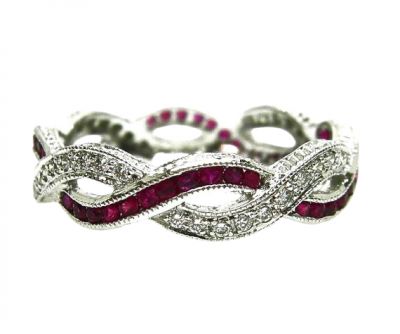 Diamond and Ruby Eternity Band
