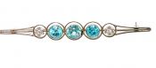 Edwardian Blue Zircon and Diamond Brooch