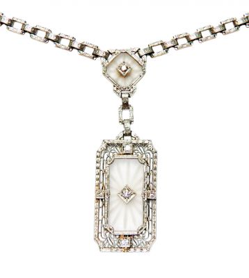 Edwardian Rock Quartz and Diamond Necklace