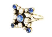 Edwardian Sapphire and Pearl Ring