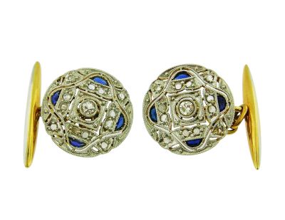 Edwardian Diamond and Sapphire Cufflinks