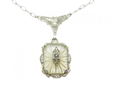 Edwardian Rock Quartz and Diamond Necklace