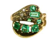 Vintage Emerald Cluster 18kt Ring