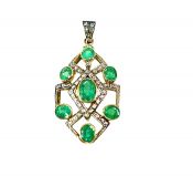 Vintage .79ct Emerald and Diamond 18kt Pendant