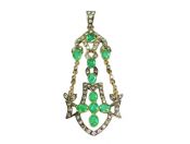Victorian Inspired Emerald and Diamond Pendant
