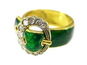Vintage Enamel and Diamond Buckle Ring