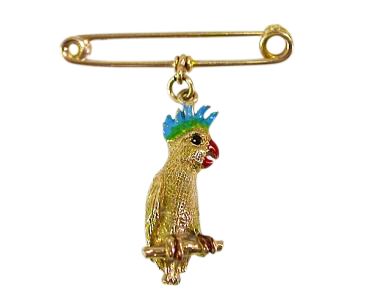 Enamel Parrot Brooch