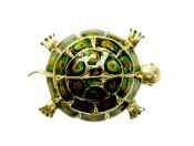 Enameled Turtle Brooch